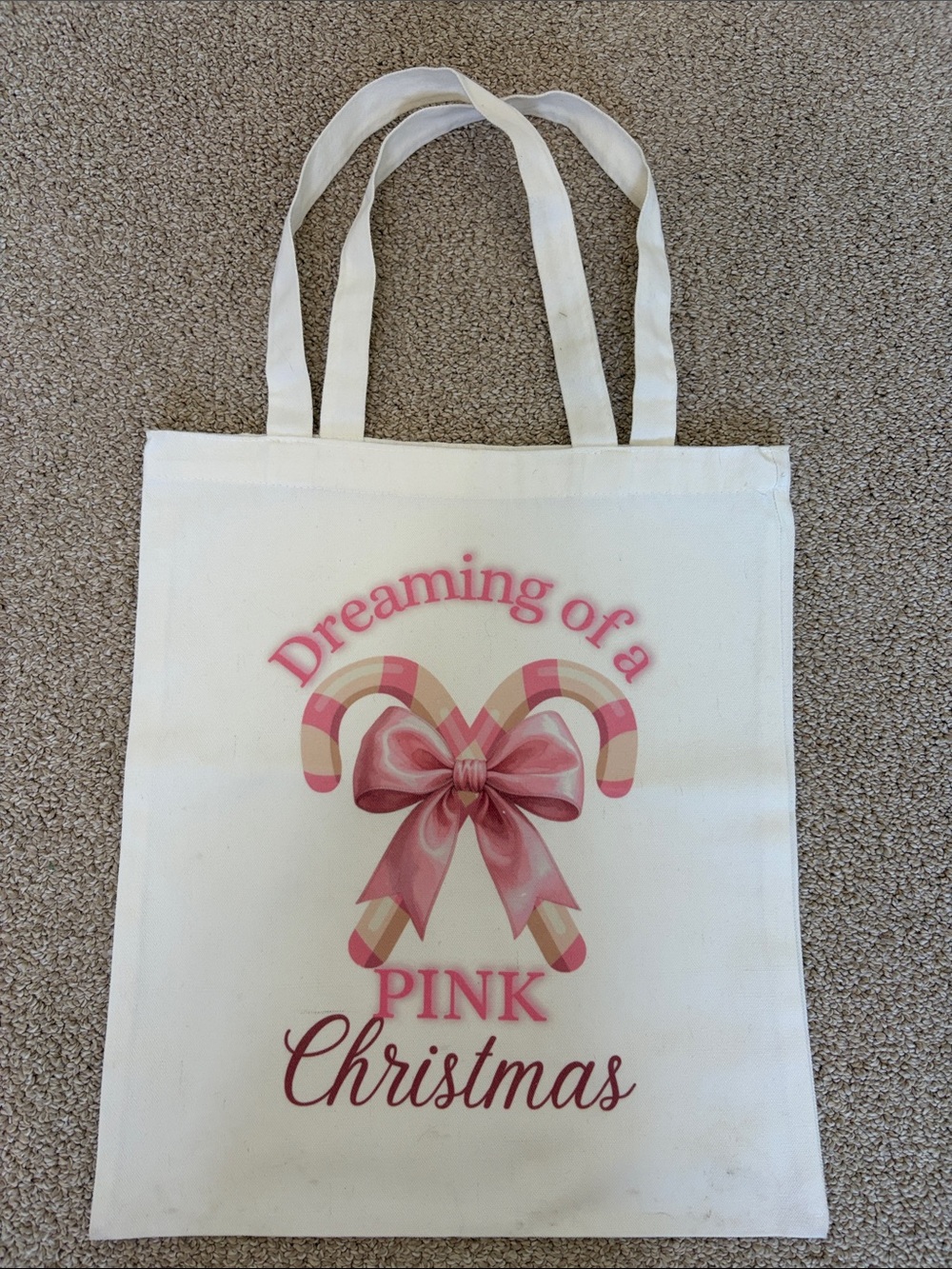 Pink Christmas Canvas Tote Bag – Dreaming of a Pink Christmas